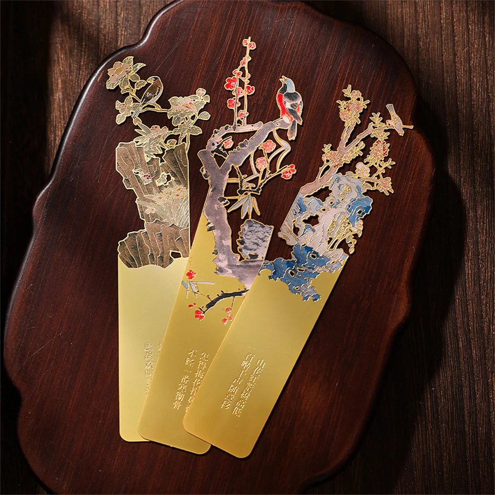 Flower Bird Metal Bookmark Retro Exquisite Hollow Bronzing Book Marks Student Reading Book Clip For Reader Writers Lovers