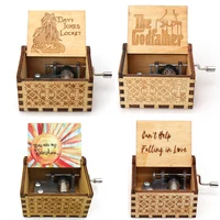 Different styles Wooden Hand Cranked Music Box Jurassic Can't Help Falling in Love Valentine's Day to Christmas Birthday Gift 1