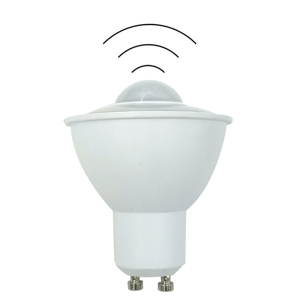 PIR Motion Sensor LED GU10 Light Bulb 6W 120V 220V 230V Stairs Garage Corridor Walkway Hallway Balcony Wall Night Light smart led light bulb