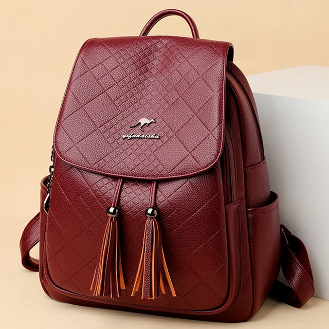 Brand Fashion Women Leather Backpack  Brand Travel Leather Backpack -  Brand Women - Aliexpress