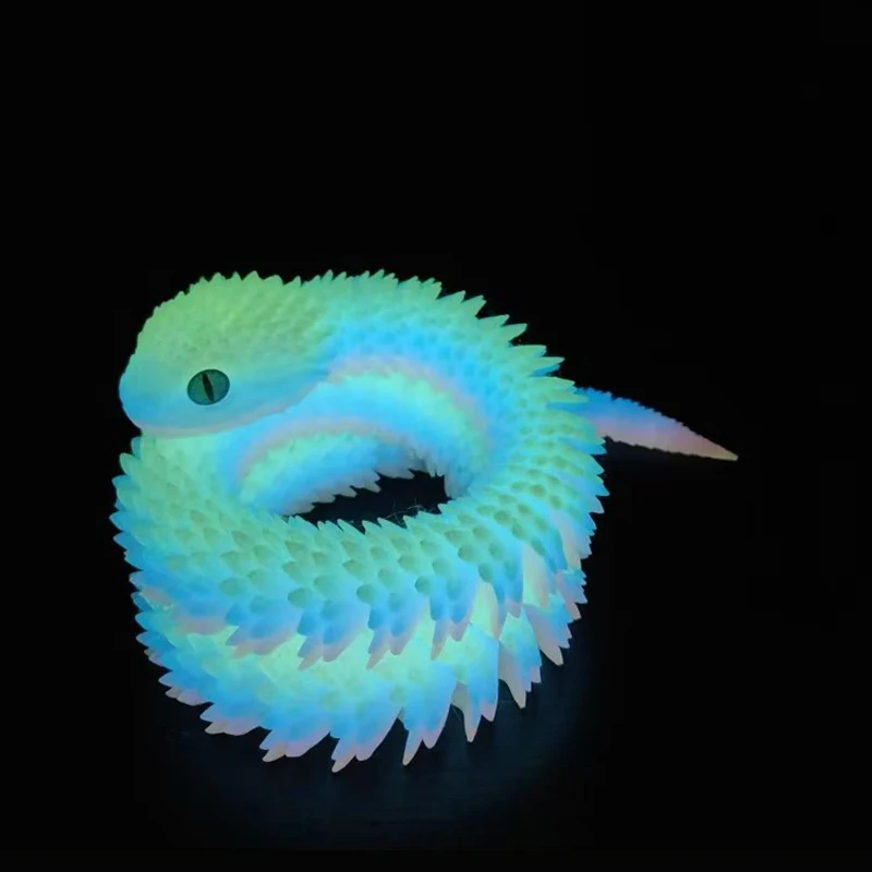 30/60/80cm 3D Printed Luminous Snake Movable Joint Simulation Snake Action Figures Home Office Desktop Ornament Birthday Gifts 2