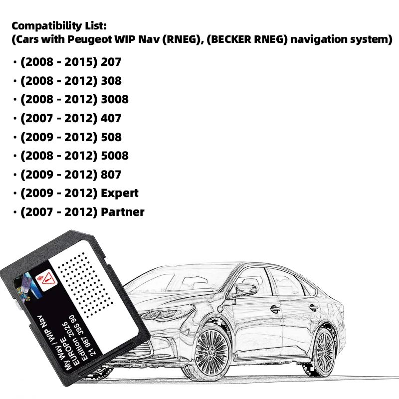 Per Peugeot WIP Nav 207 308 3008 407 508 5008 807 Partner Navigazione per auto Versione 2025 2198739590 Aggiornamento GPS Mappe Europa Scheda SD - Image 2