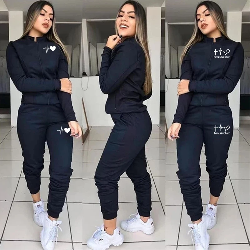 2 Piece Set Spring Autumn Women Tracksuit Zipper Sweatshirt+Pants Sportwear Casual Women's Sports Suit Hoodies Set Female 2021 2 piece set spring autumn women tracksuit zipper sweatshirt pants sportwear casual women s sports suit hoodies set female 2021