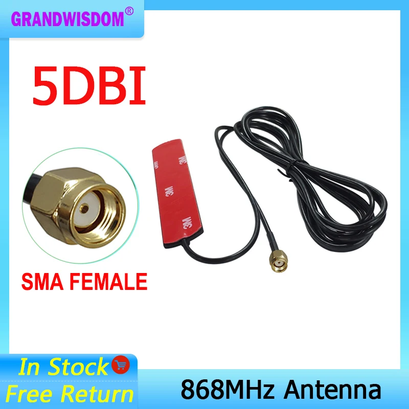

GSM Antenna 868mhz 915mhz glued strip 868m patch antenna SMA FEMale connector Aerial 5 meters Cable 868 915 IOT antena antenne
