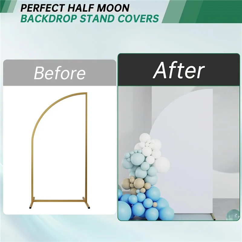 Arch Stands Cover fabric 1PCS Half moon shape white beige green color arch background cover for Wedding party Decoration