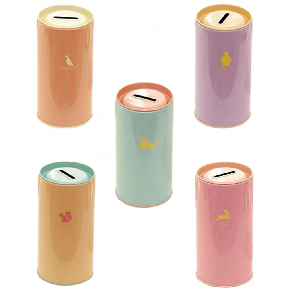 1Pcs Cute Animal Print Creative Gift Saving Bank Money Box Tin Coin Cartoon Zoo Piggy Bank Kids Room Home Decor 3
