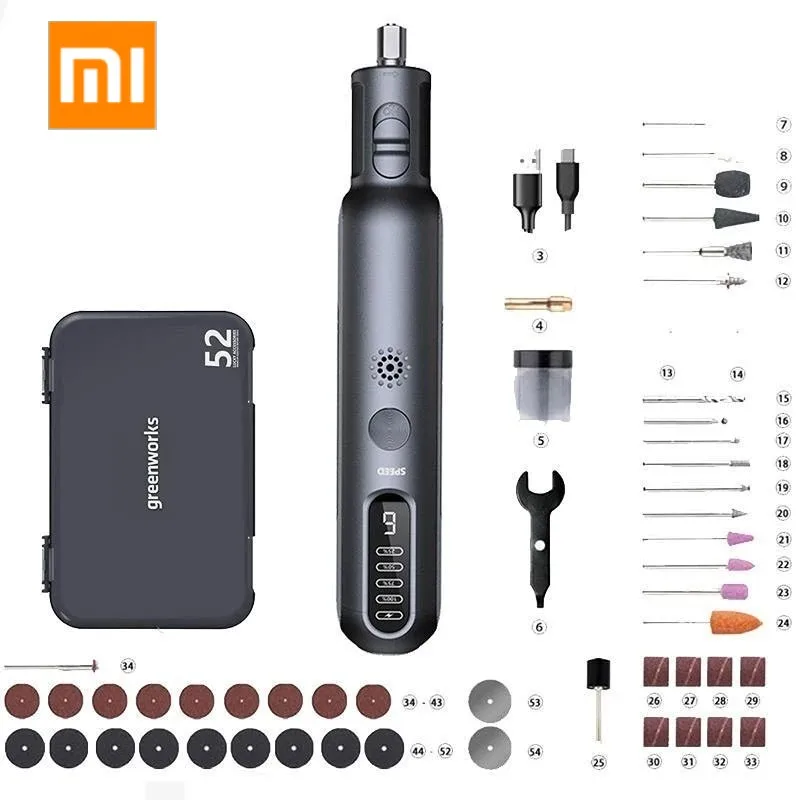 Xiaomi Greenworks 8V Mini Grinder 52Pcs 80W Incisione Rettifica Cordless Utensili Elettrici A Velocità Variabile Caricatore Usb