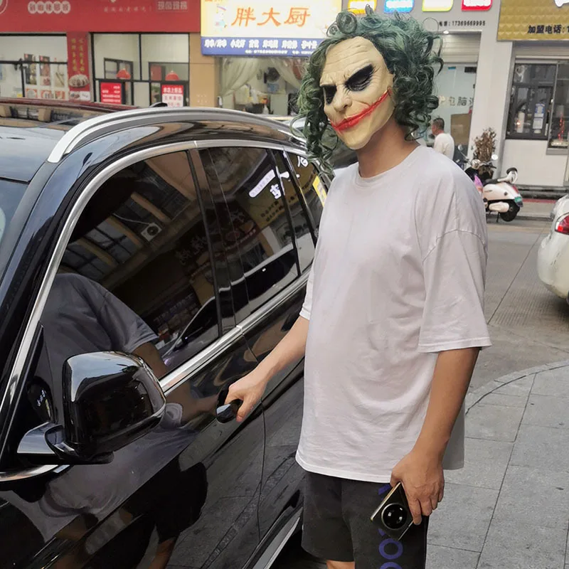 The Dark Knight Joker Cosplay Mask Halloween Party Unisex Adult Latex Mask Head Cover Party Performance Stage Props