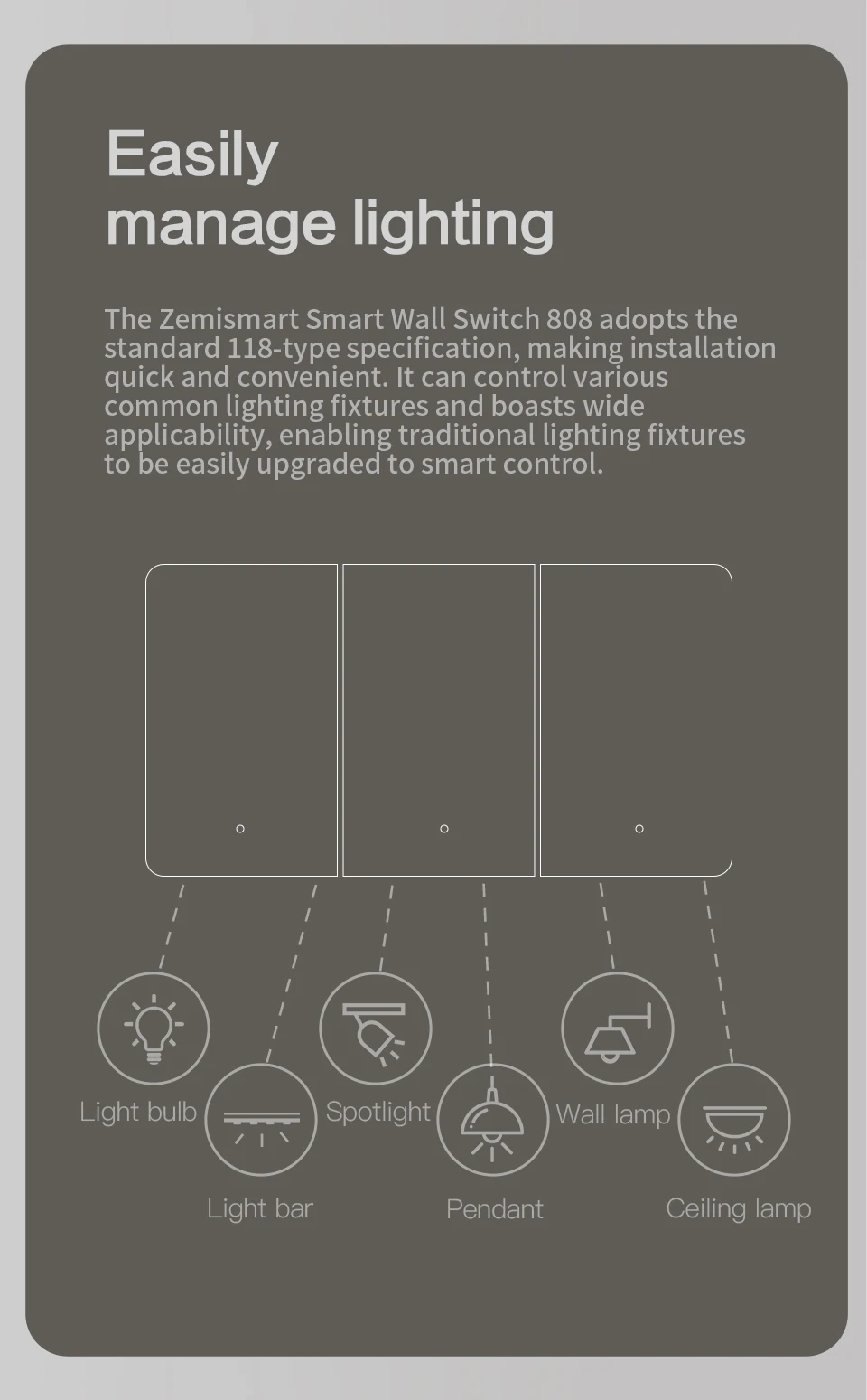 Zigbee Smart Aluminum Alloy Switch with Big Push Button 1 2 3 4 Gangs US Type Ne