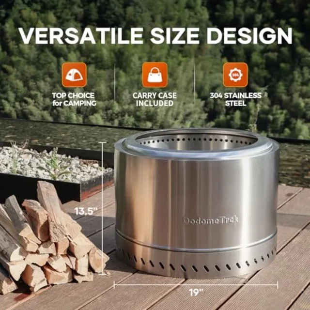 Portable Outdoor Wood Burning Fireplace with Smokeless Design and Travel Bag 19-Inch Stainless Steel Fire Pit for Camping Backy 5
