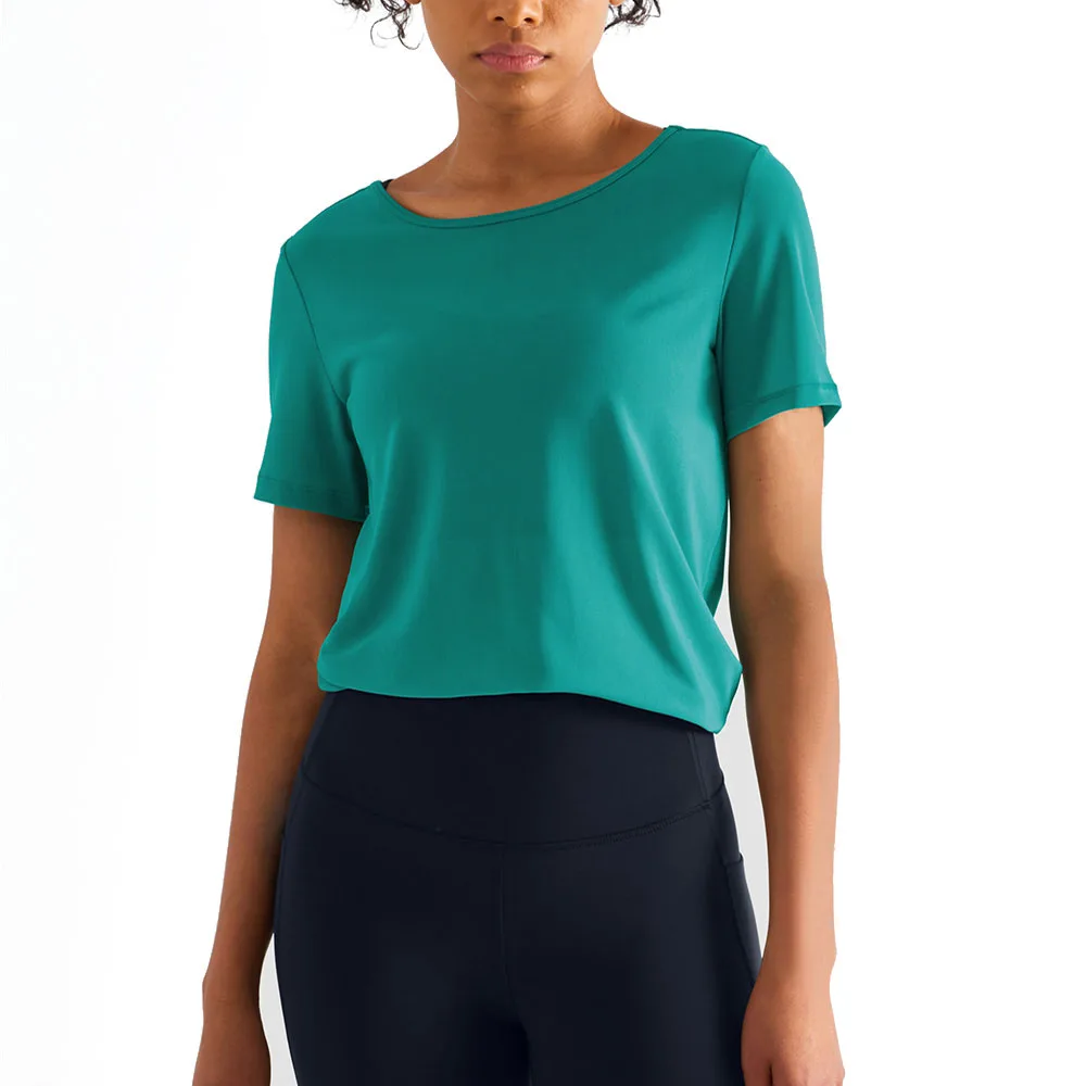 Sport T Shirt Women Backless Short Sleeve Casual Training Workout Top Outdoor Running Exercise Yoga
