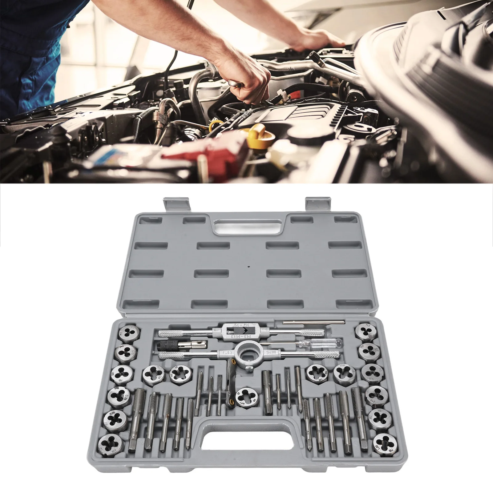40 Piece SAE Tap and Die M3 to Alloy Steel Unc Cool UNF-FINE NPT ...
