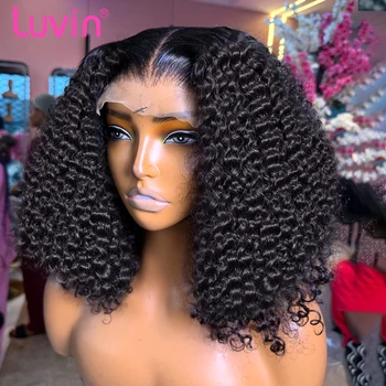 Luvin Transparent Short Bob Curly 13x4 13x6 HD Lace Front Human Hair Wigs 250% Density Brazilian Deep Wave 5x5 Glueless Wig 1