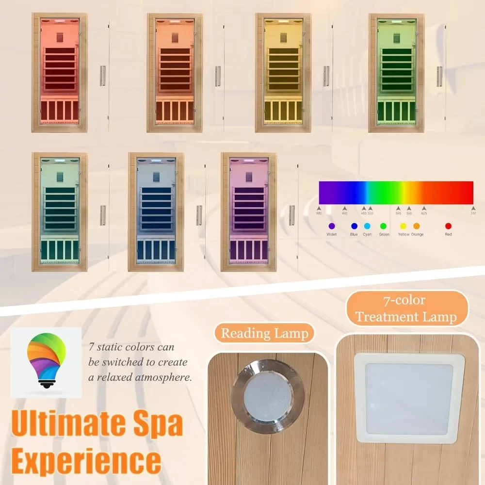 Infrared Home Sauna Room, Low EMF 1200W/110V Heaters Panels,LCD Control Panel,10 Minutes Pre-Warm Up,Time and Temp Pre-Set Sauna 3