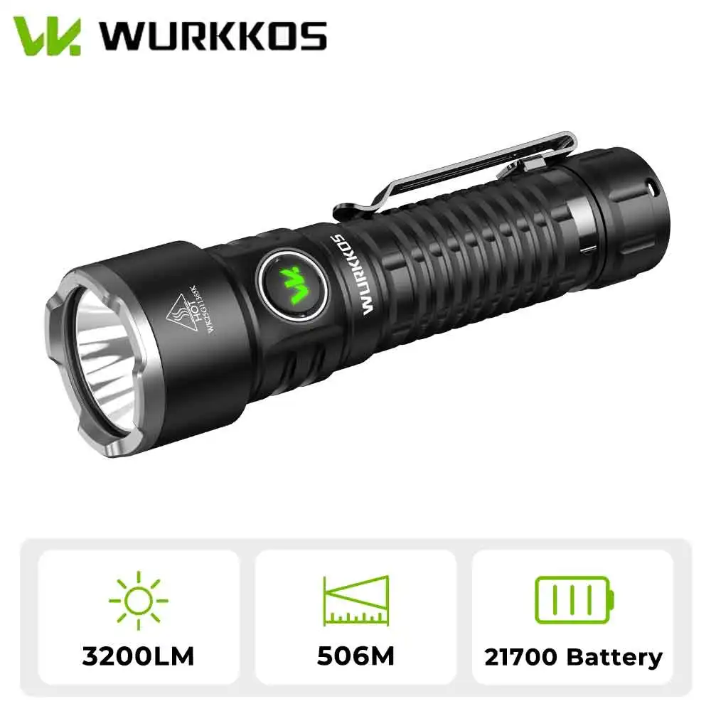 Wurkkos TS28 21700 Rechargeable Tactical Flashlight USB-C Port