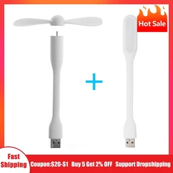 Hot Mini USB Fan Flexible Bendable Cooling Fan and USB LED Light For Humidifier & Power Bank & Notebook & Computer Summer Gadget