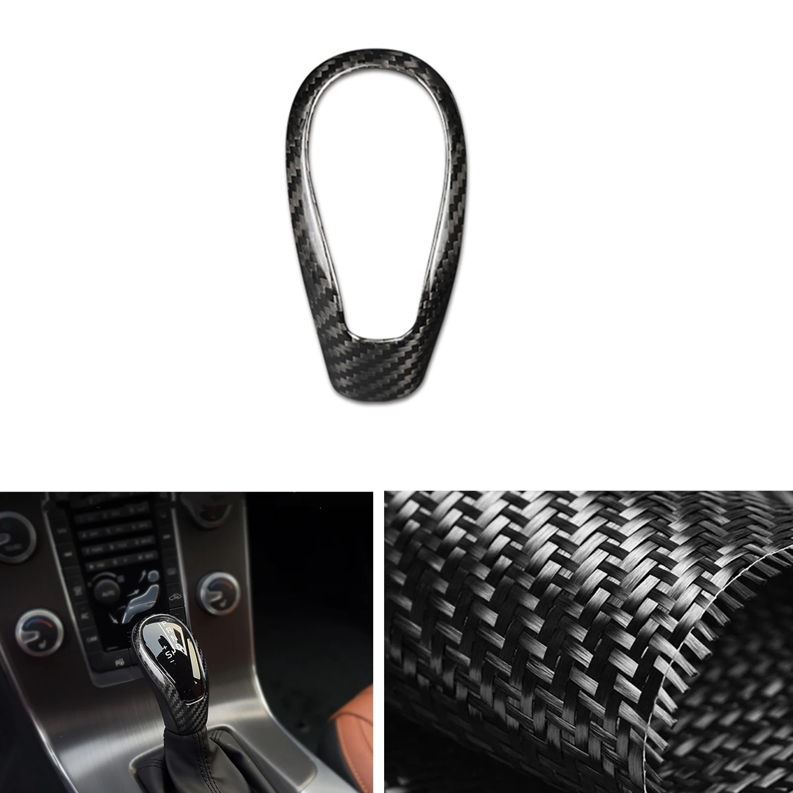 

Car Gear Shift Knob Head Frame Cover Trim For Volvo S60 V40 V60 S80 XC60 2012-2019 Black Carbon Fiber