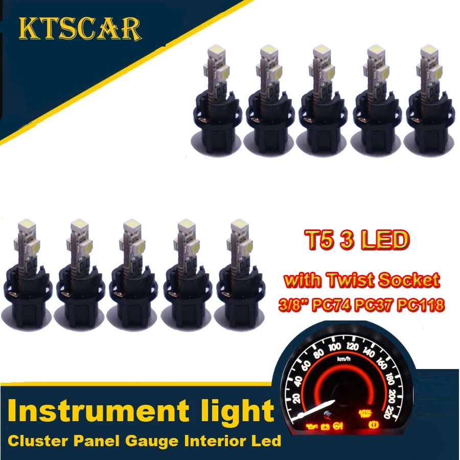 T5 37 74 LED Bulb with Twist Socket Wedge Base 3/8