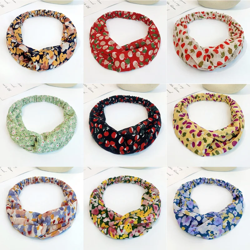 Women Print Hair Band Bohemian Headbands Elastic Bandanas Girl Headwear Retro Cross Knot Headdress Hair Accessories Decoration new pu leather moon metal buckle belts for women wide side cross belt dress female jeans waist belts trouser simple decoration