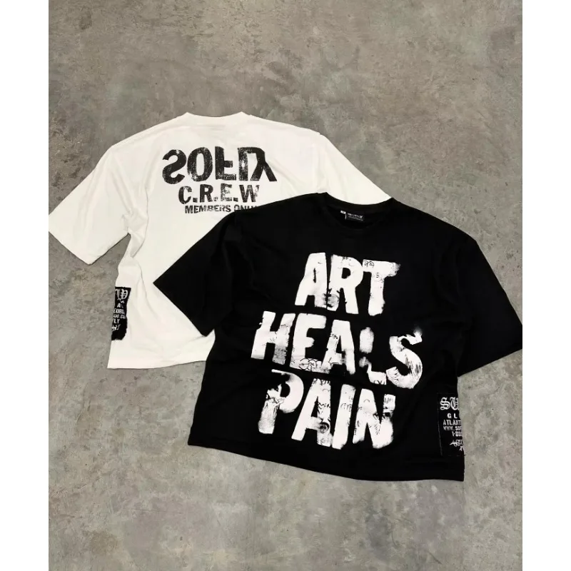 Harajuku American Style Graphic T Shirt Vintage Cotton Men Y2K Short Sleeve Tops Casual Oversized T Shirt Women Streetwear