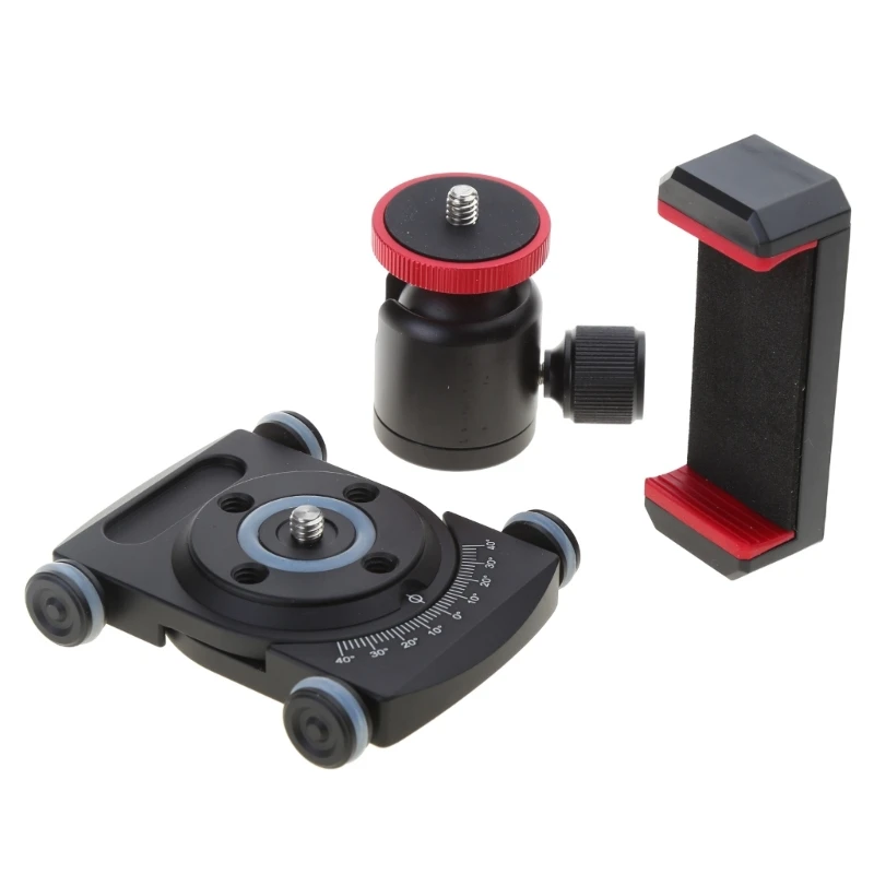 Camera Slider with Ball Head & Clamp 4 Wheeled Tabletop Manual with 360&deg; for Mirrorless