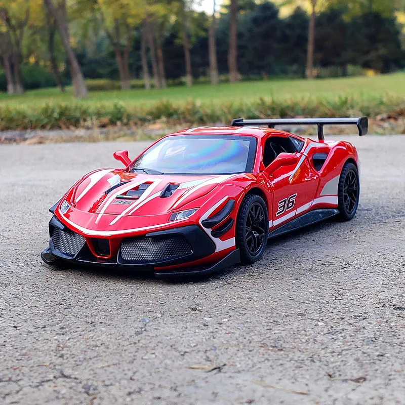 1:32 Alloy 488 Racing Car Supercar Car Diecasts & Toy Vehicles Car Model Sound Light Simulation Car For Kids Gifts high simulation 1 32 alloy ls500h car model diecasts vehicles metal pull back car sound light collection kids toy gifts