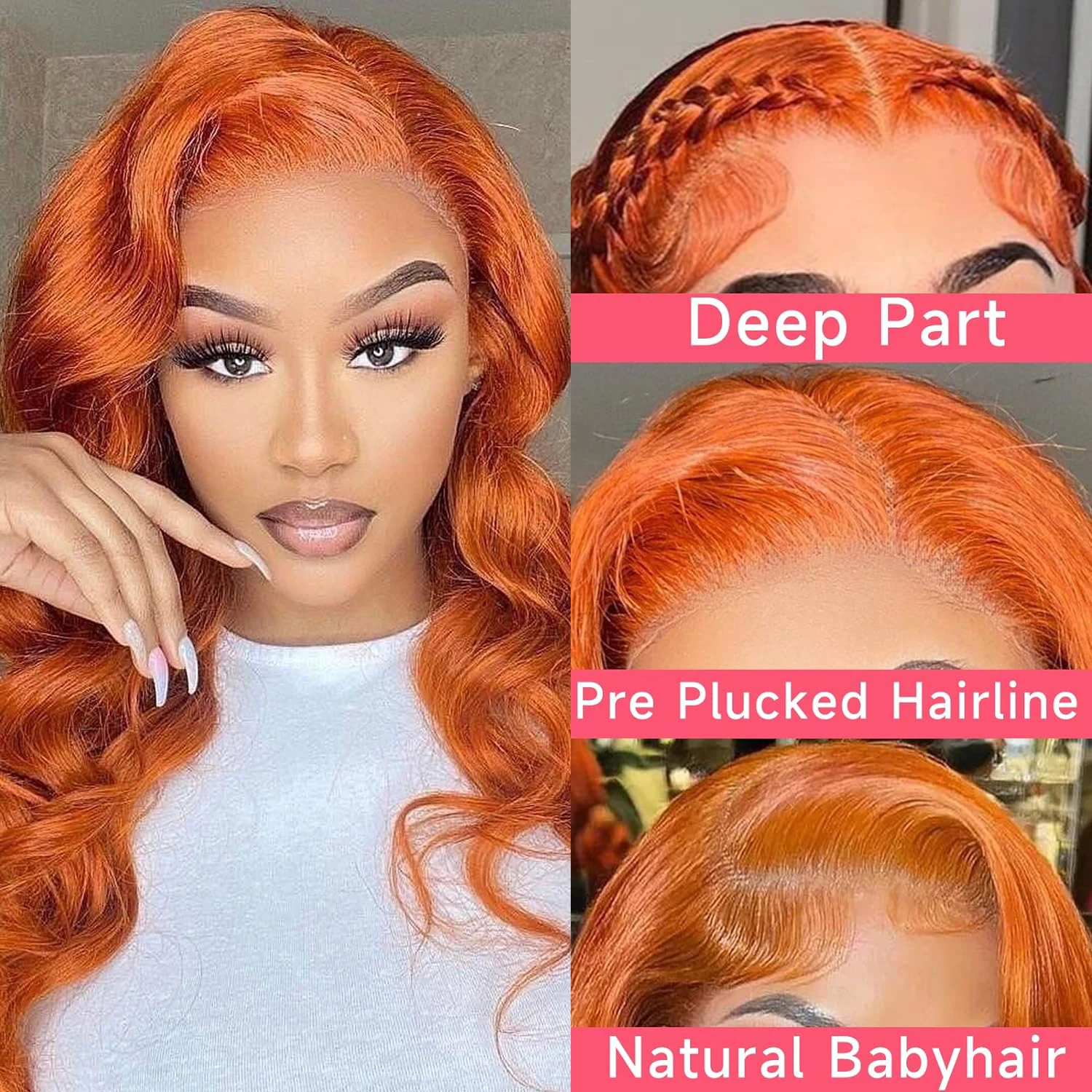 Wiggogo Ginger Lace Front Wig Human Hair 13X6 Hd Lace Frontal Wig 13X4 Orange Wig Body Wave Human Hair Wigs Colored Hd Lace Wigs
