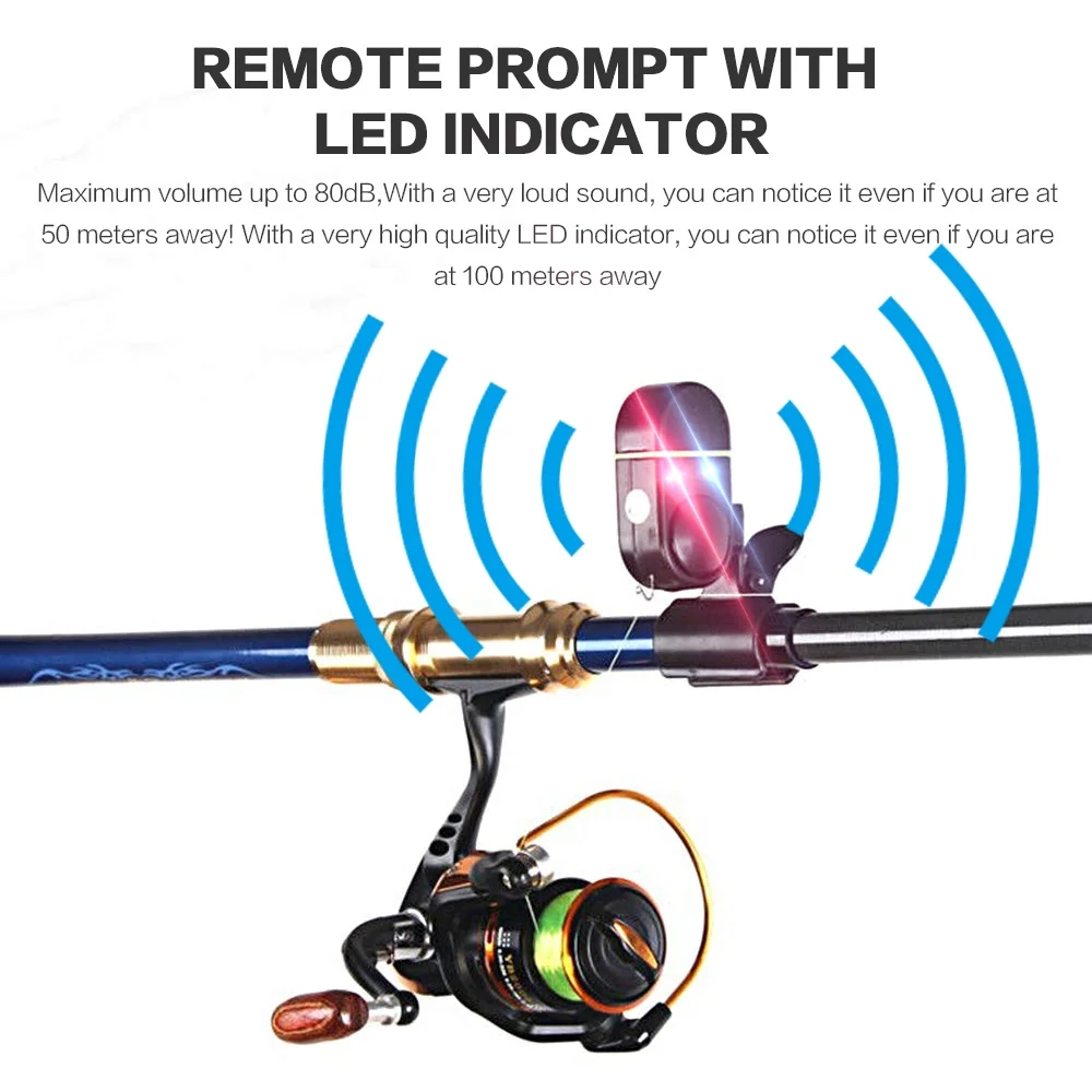 FLYSAND Fishing Alarm – Clip-on Bite Alert with Sound, LED Light, and Buzzer for Fishing Rods. 3