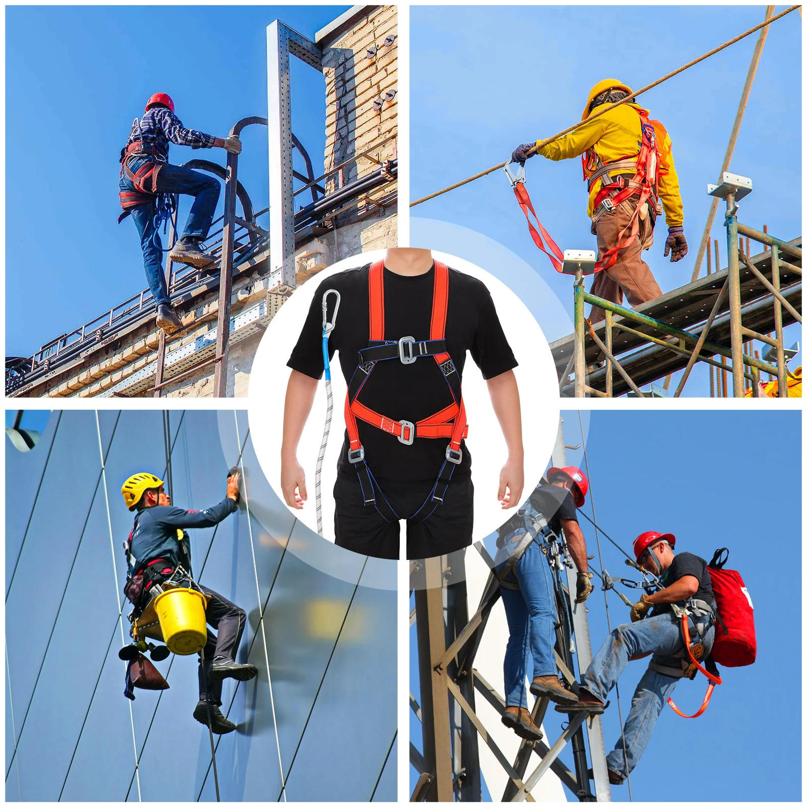 Five-point High Altitude Work Safety Harness Carabiner Outdoor Climbing Training Construction Industrial Security Belt Rope safety harnesses
