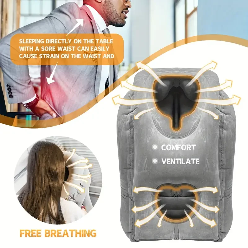 Inflatable Travel Pillow, Inflatable Neck Air Pillow for Sleeping Support Head, Neck and Lumbar for Airplane,Foldable in bag