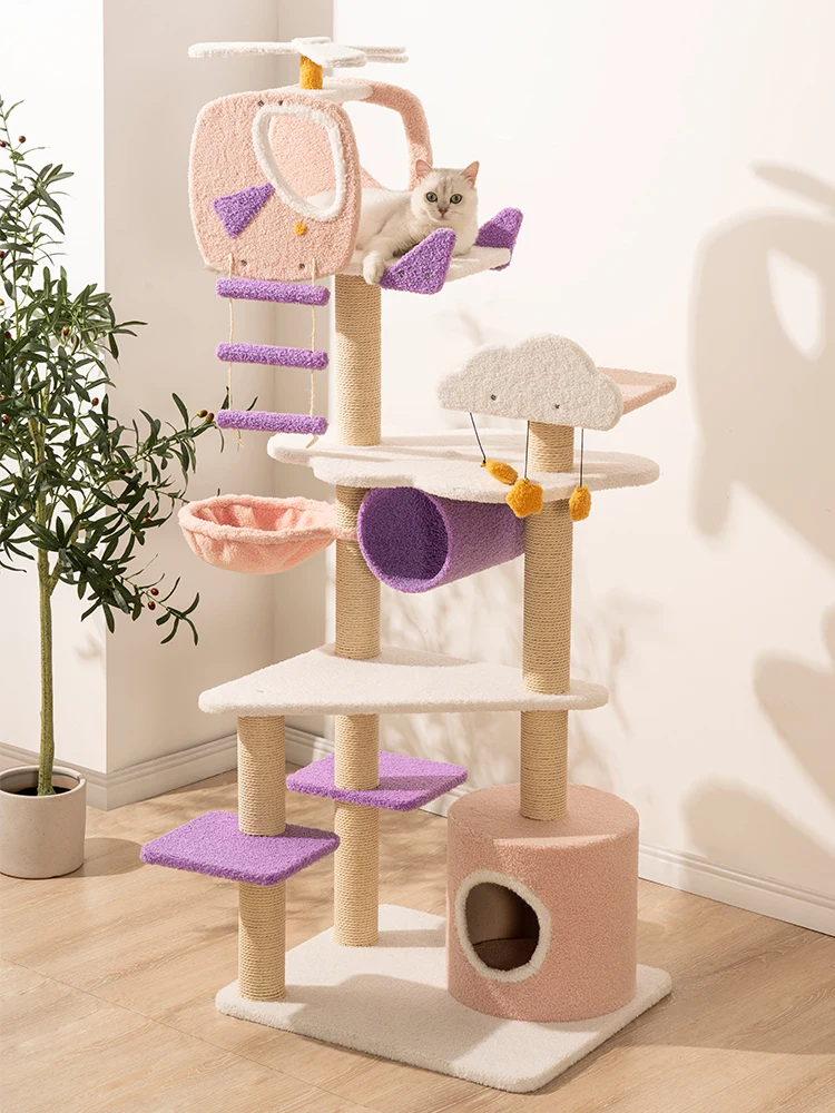 

Aircraft Cat Climbing Frame Cat Nest Cat Tree Integrated Four Small Apartment Cat Toy Supplies Grinding Claw Board Space Capsule