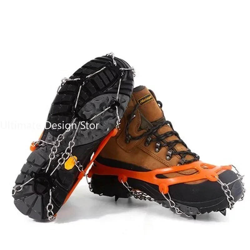 Ice Gripper Spike Climbing Crampons Quality Outdoor Climbing Antiskid Crampons Winter Walk 8 Teeth Ice Fishing Snowshoes Manganese Steel Slip Shoe Covers