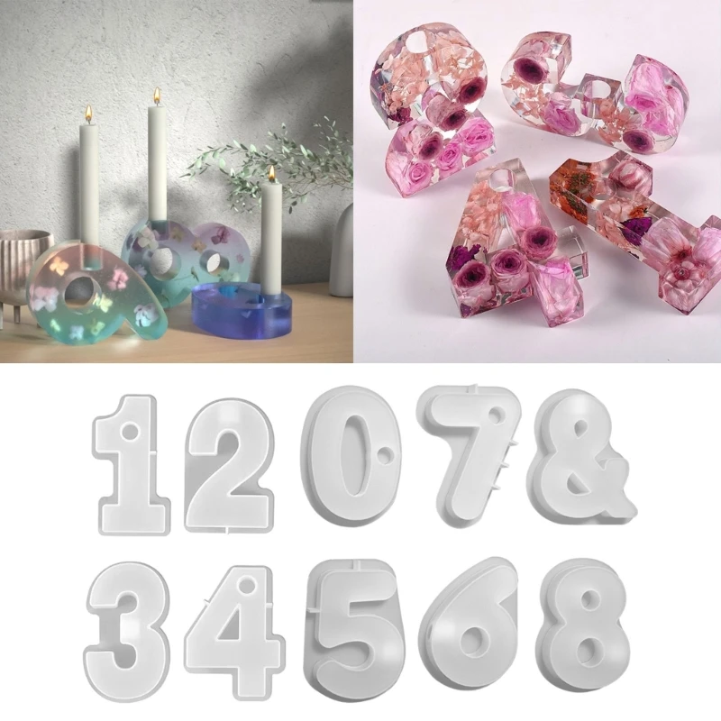 

Digit 1 & 2 & 3 & 4 Silicone Candlestick Mold, DIY Digital Crystal Candle Holder Molds Candleholder Gypsum Resin Mould