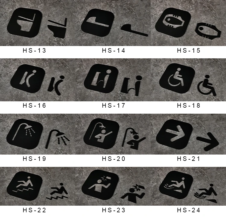 Description Picture 5 of itemToilet Signs Hollow Squatting Reminder Signage Doorplate Warm Reminders Indicator Plaque Plate Bathroom WC Wall Door Sticker