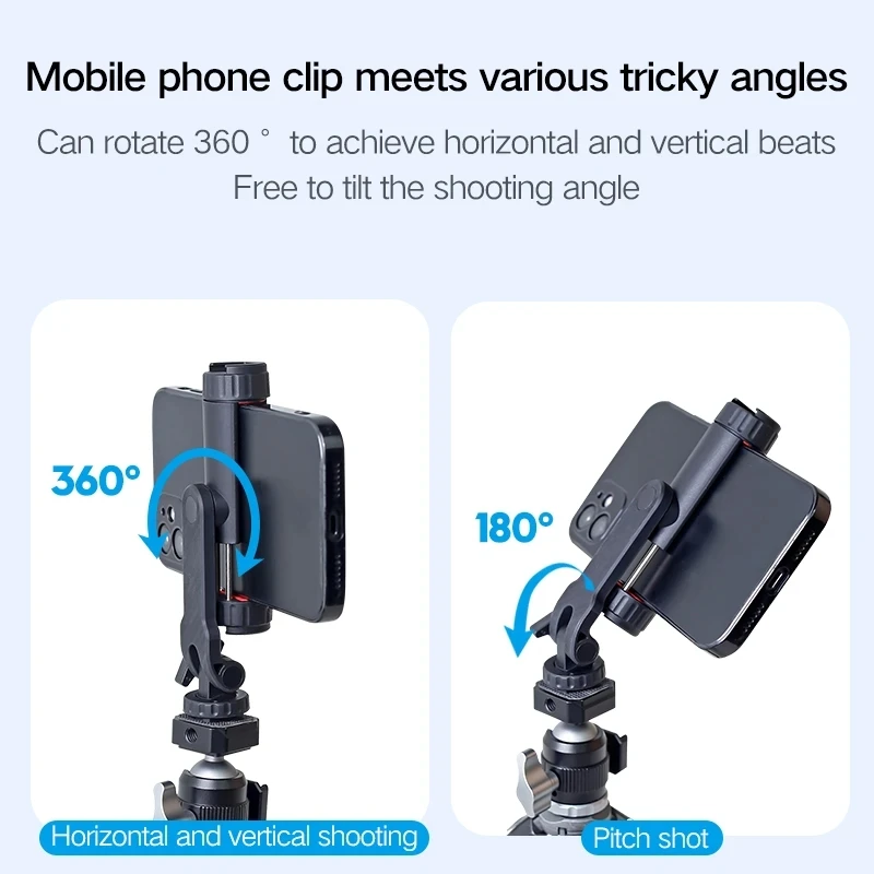 CIMAPRO CP-10 회전 수평 및 수직 전화 클램프, 콜드 슈 포트, 카메라 전화 홀더, 외부 삼각대 확장