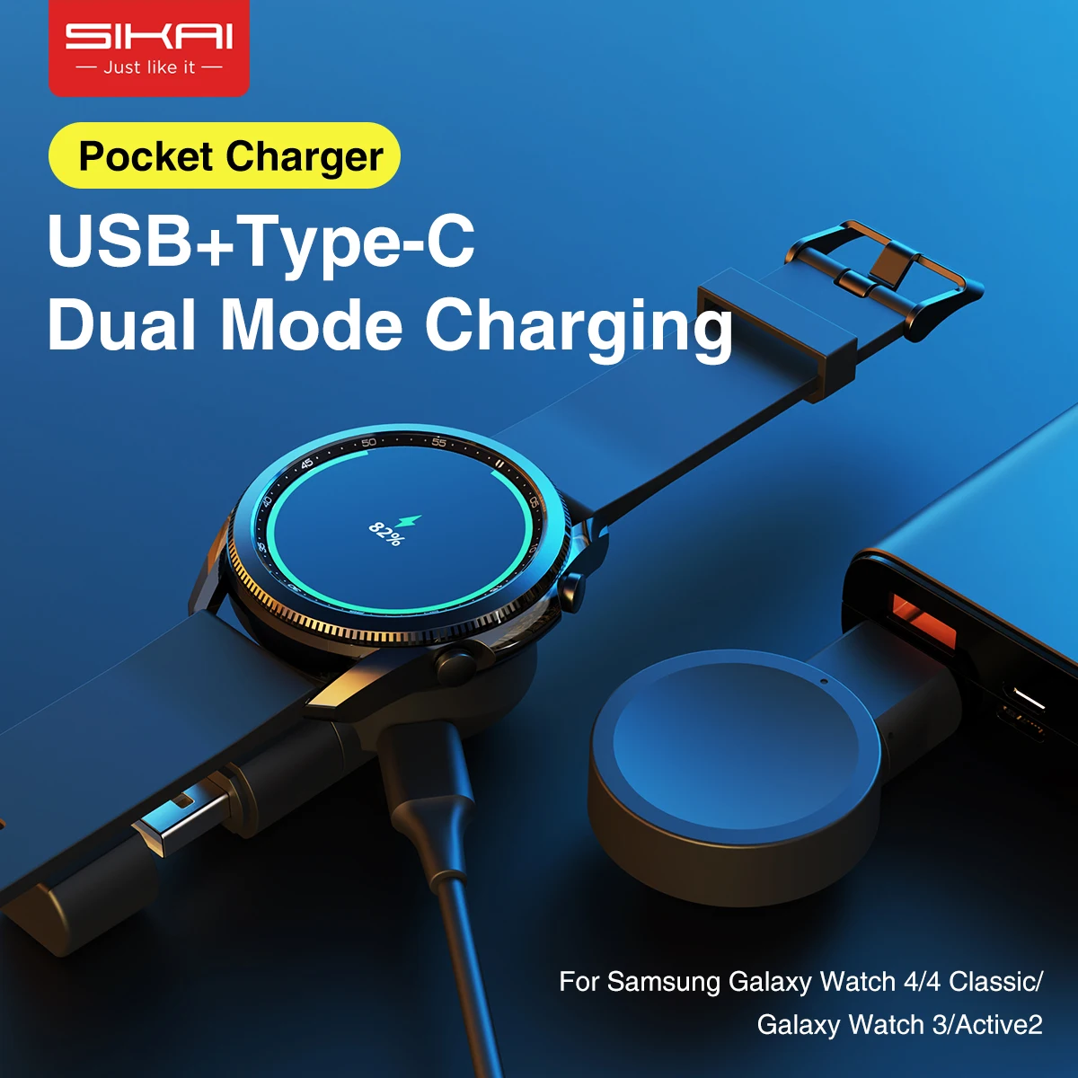 USB Wireless Charger For Samsung Galaxy Watch 4 40mm 44mm Classic 42mm