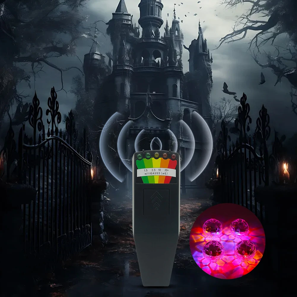 5 LED EMF 미터, 4개의 모션 라이트업 고양이 공, 전자기파 미터, 5단계 유령 탐지 장비 키트