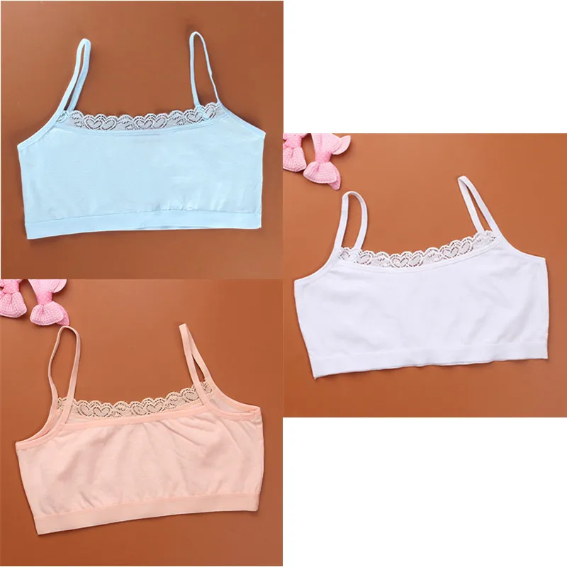 Description Picture 2 of item3Pcs/1pc  Young Girls Lace Puberty Teenage Soft Cotton Underwear Training Bra Crop Top 8-14years бюстгальтер женский lace bra