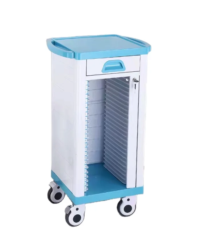 

Patient Record Trolley ABS Double Rows Medical Record Clip Car With Drawers