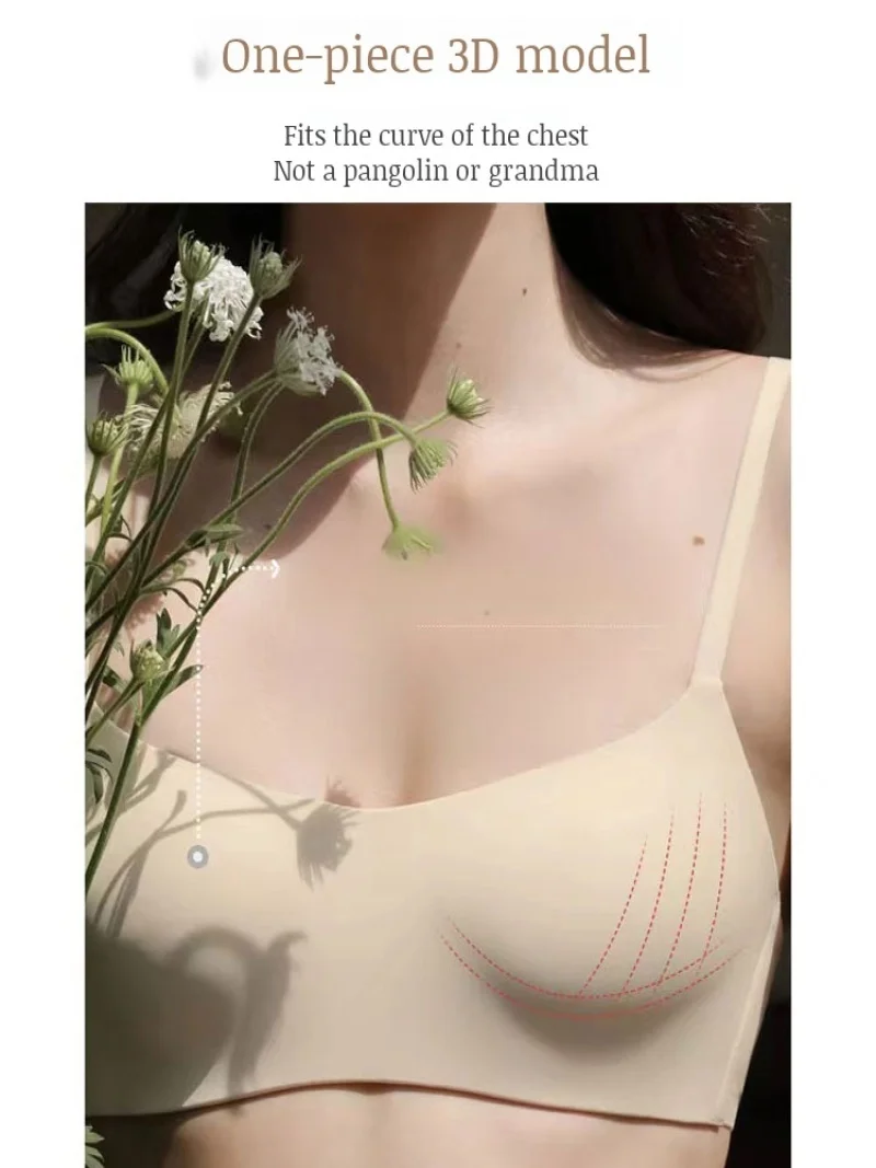 Женское нижнее белье, удобный тонкий бюстгальтер без стальных колец, бюстгальтер с защитой от провисания, бюстгальтер с присборенной грудью
