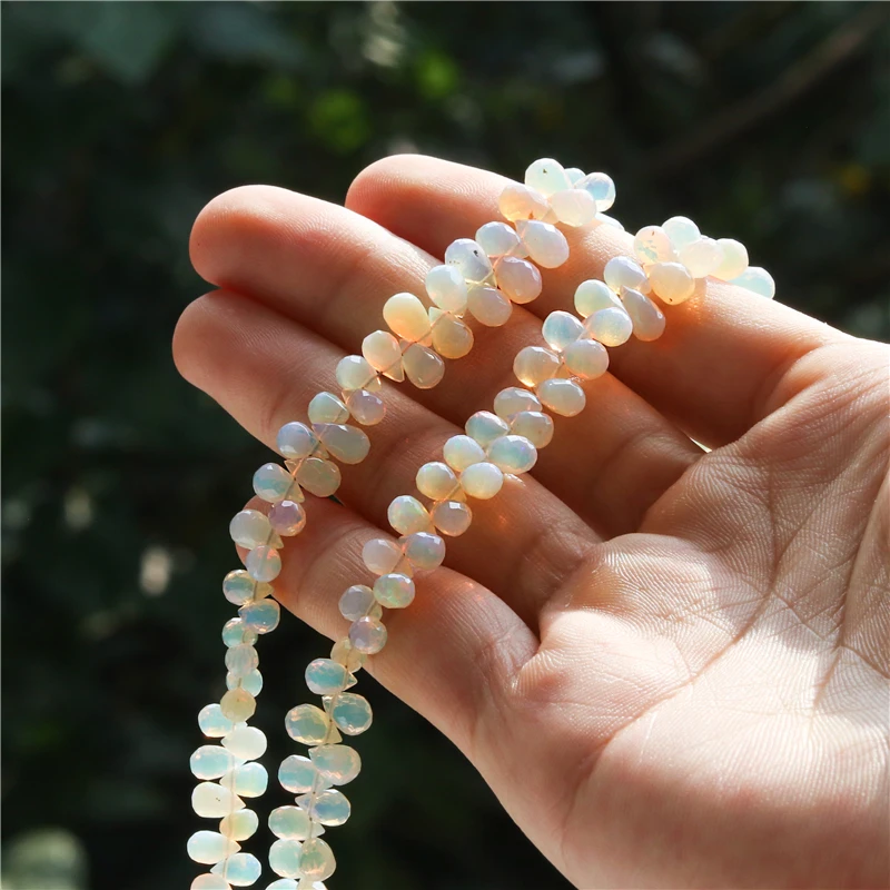 Natural Stone 7A Opal Briolette Faceted Gemstone Beads For Jewelry - Main Image