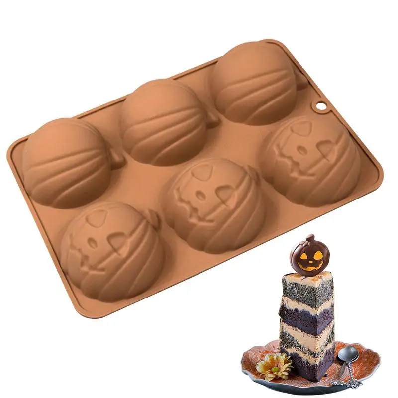 

Silicone Pumpkin Mold Harvest Halloween Pumpkin Mousse Cake Handmade DIY Food Silicone 6 Cavity Ice Cube Tray for Dessert