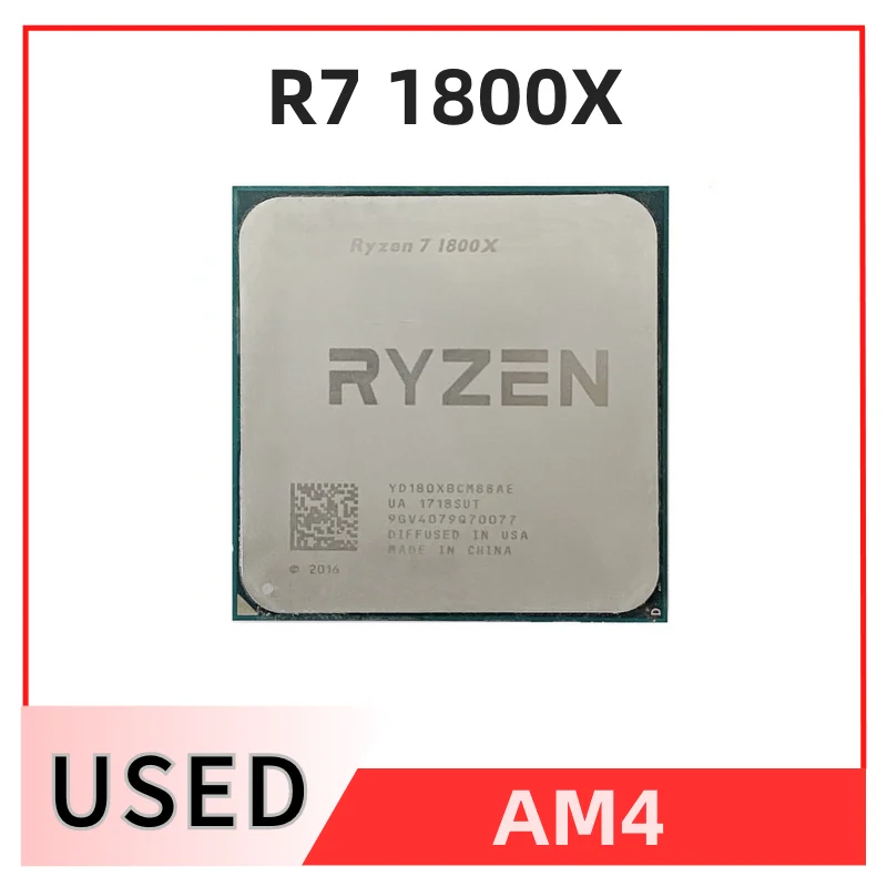 

CPU R7 1800X R7 1800X 3.6 GHz Eight-Core Sixteen-Thread CPU Processor L3=16M 95W YD180XBCM88AE Socket AM4