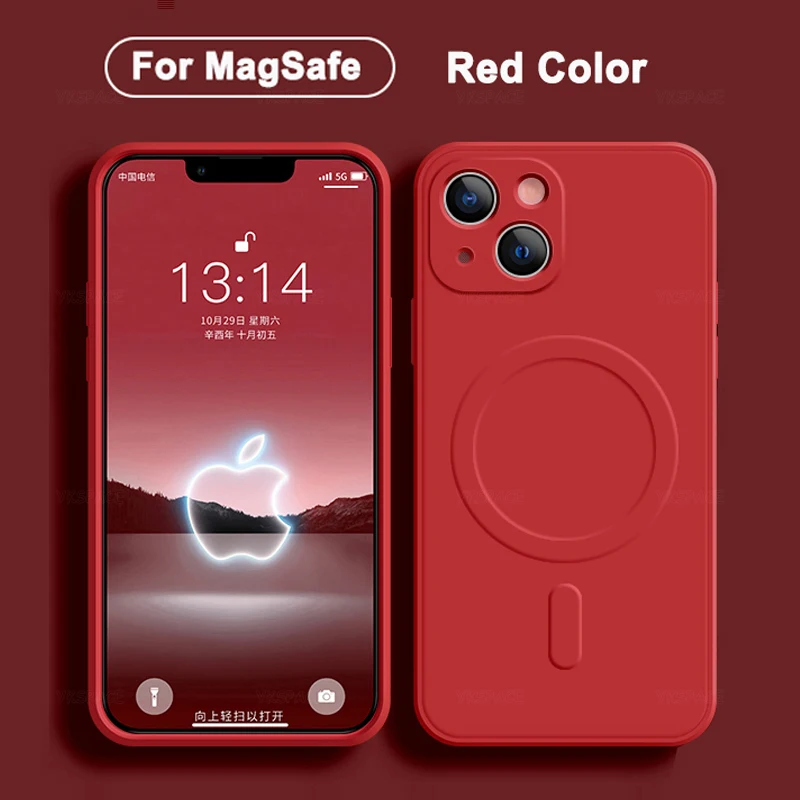 Magnetic Liquid Silicone MagSafe-Enabled Soft Case with Wireless Charging Compatibility