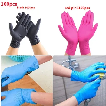 Nitrile Waterproof Gloves 100pcs White Blue Pink Black Food Grade Hypoallergenic Disposable Safety Gloves Nitrile Gloves tanie i dobre opinie CN (pochodzenie) Lateks Disposable Nitrile Gloves Working gloves