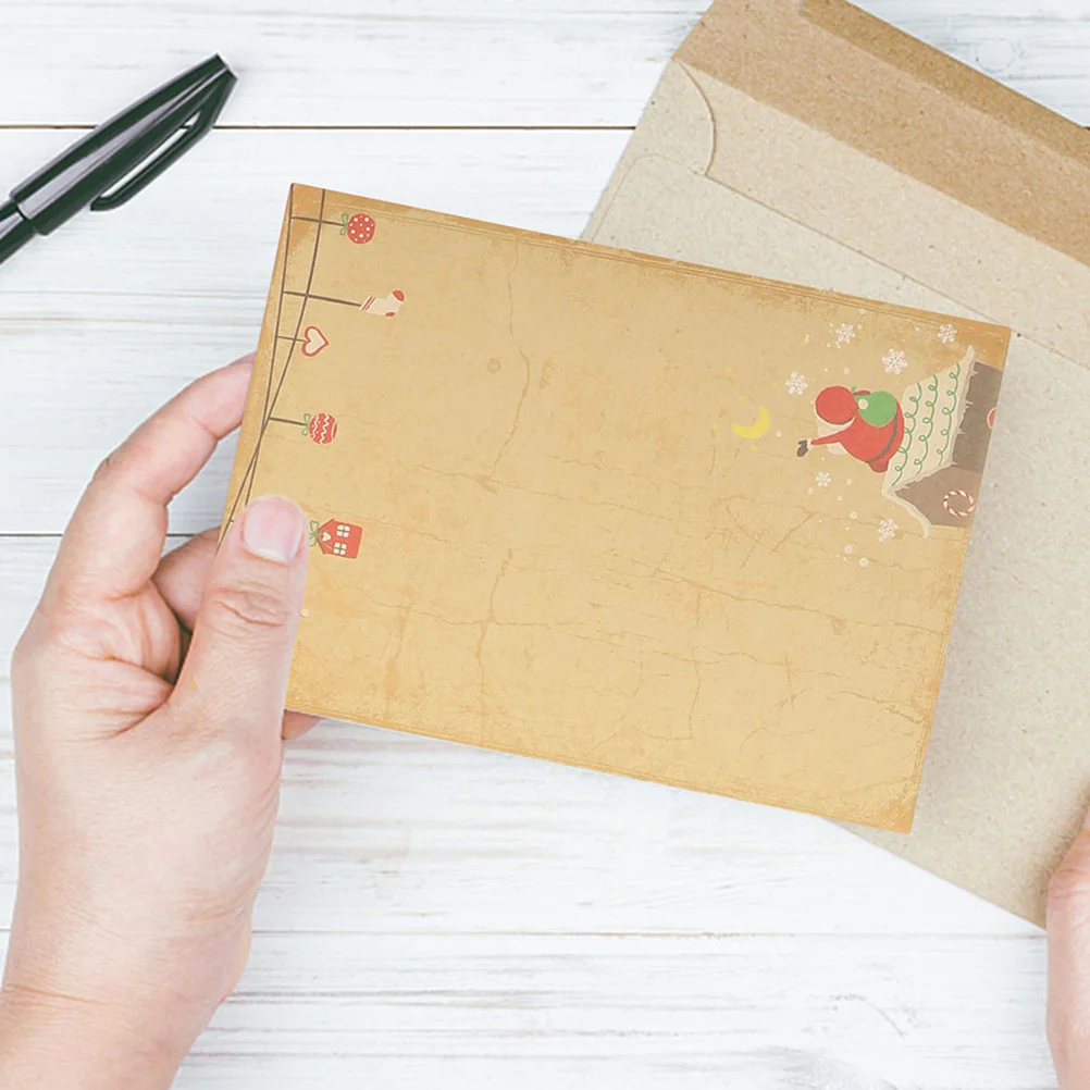 

72 Sheets Christmas Stationery Letter Papers Kraft Writing Stationary Supply for Invitation Retro Packing