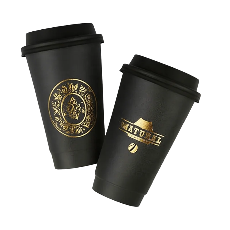 맞춤형 생분해성 PLA 종이컵 이중 단일벽 PE 코팅 12oz 테이크아웃 일회용 커피 종이컵 뚜껑 포함