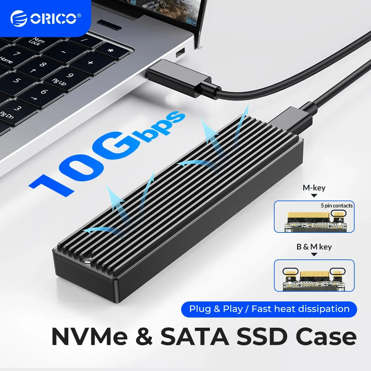 Boîtier ORICO M2 NVMe USB3.2 Gen2 Type C Boîtier SSD PCIe 10 Gbit