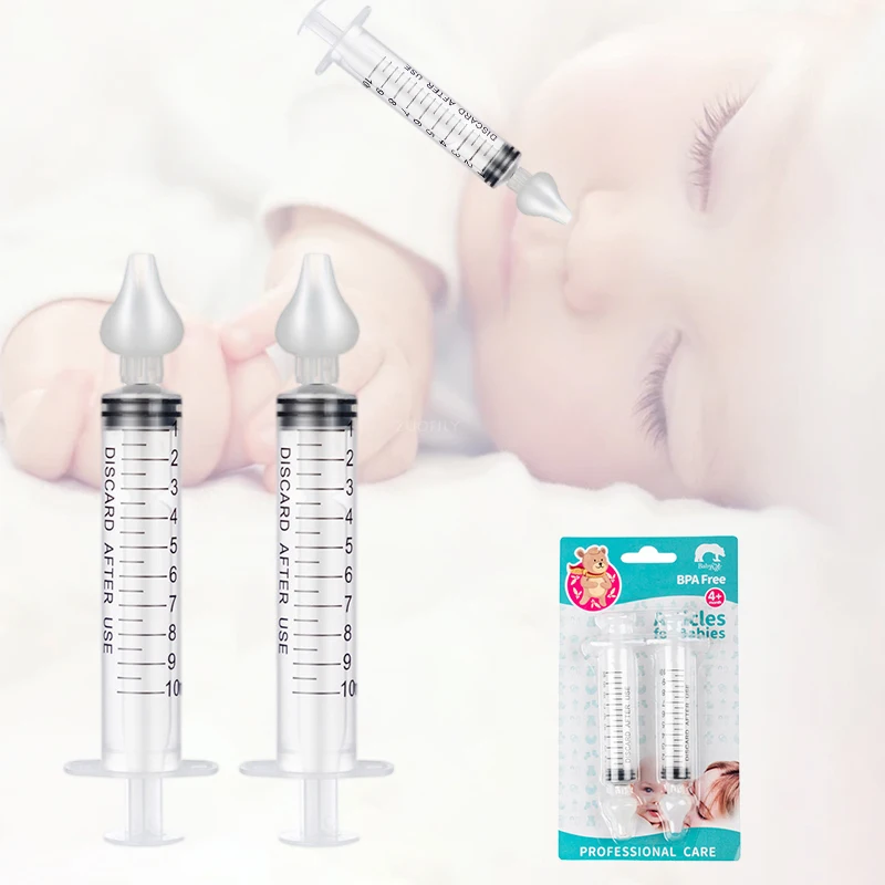 1/2/4Pcs Baby Nose Clean Needle Tube Infant Newborn Care Nasal Aspirator Cleaner 10ML Kid Toddler Silicone Rhinitis Nasal Washer nasal aspirator