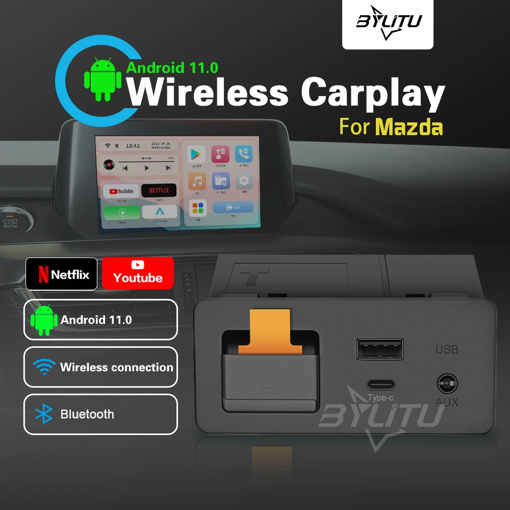 Wireless Android Auto And Wireless Carplay Android 11 System Type-C Fast  Charging For YouTube Netflix For Mazda CX30 CX5 CX8 CX9 - AliExpress